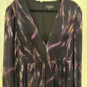 SALONI Silk Multicolor Long Sleeve Dress